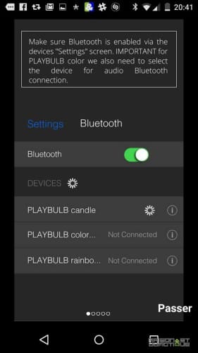 Activer le bluetooth de la bougie LED Mipow