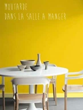 salle-à-manger en jaune moutarde et blanc téndance déco 2016