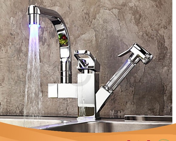 Mitigeur thermostatique LED, pommeau de douche LED