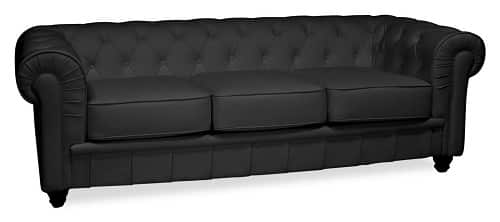 Canapé Chesterfield en cuir synthétique noir