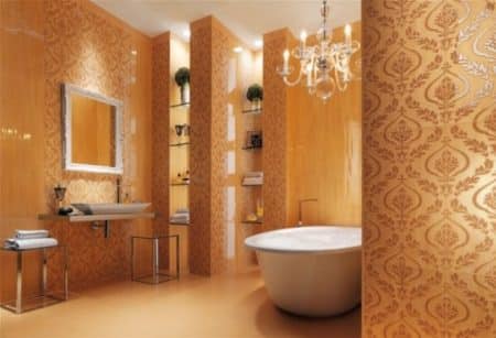 Carrelage salle de bain ciment, aux motifs exotiques