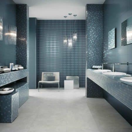 Carrelage salle de bain bleu guède