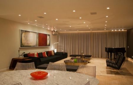 Spots encastrables dans un salon pour une décoration luminaire plafon originale