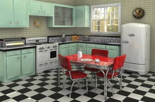 Cuisine revue façon années 50, avec une décoration vintage