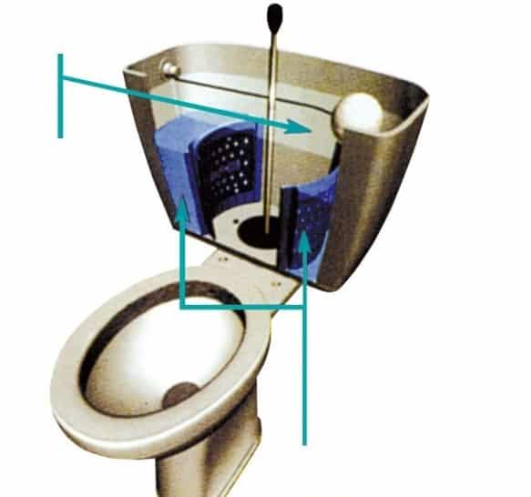 Disposition des plaquettes économiseur d'eau de WC